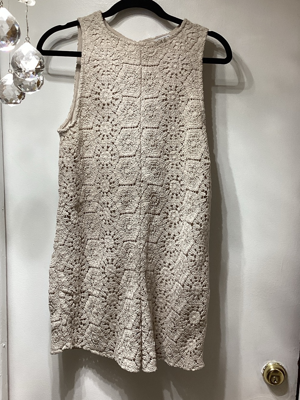 Zara Cream Crochet Sleeveless Shift Dress